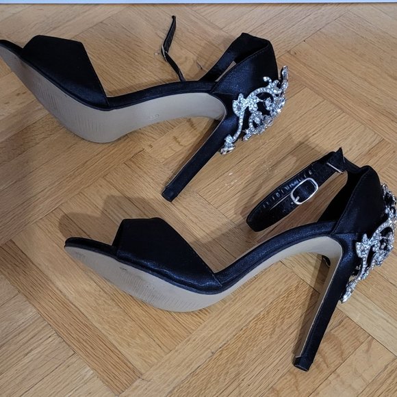 Ankle Strap Open Toe High Heel Sandals, Rhinestones | Wedding Party & Evening - Picture 7 of 9